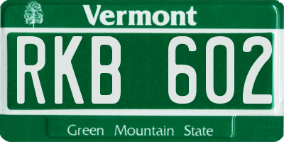 VT license plate RKB602