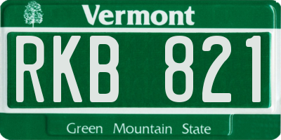 VT license plate RKB821