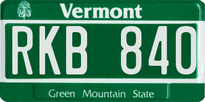 VT license plate RKB840
