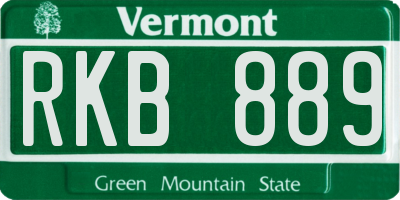 VT license plate RKB889