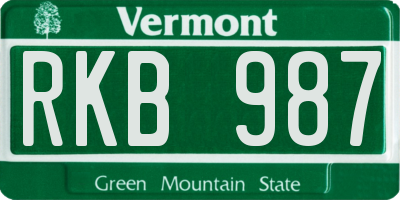 VT license plate RKB987