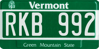 VT license plate RKB992
