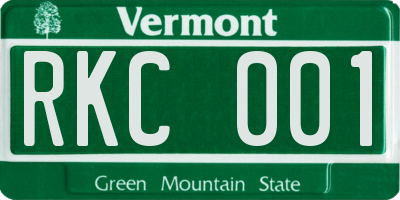 VT license plate RKC001