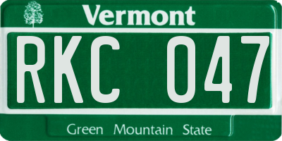 VT license plate RKC047