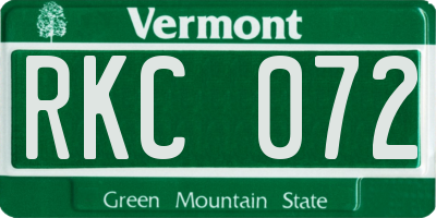 VT license plate RKC072