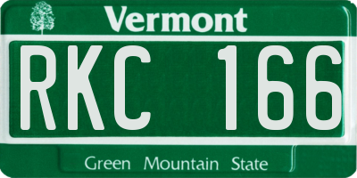 VT license plate RKC166