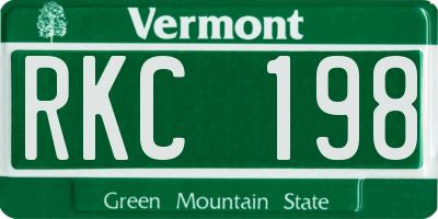 VT license plate RKC198