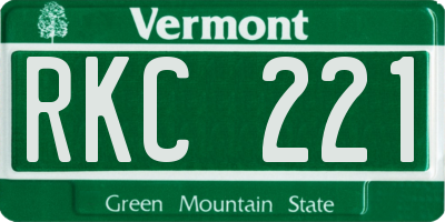 VT license plate RKC221