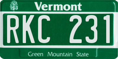 VT license plate RKC231