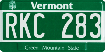 VT license plate RKC283
