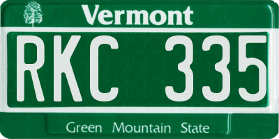 VT license plate RKC335