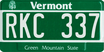 VT license plate RKC337