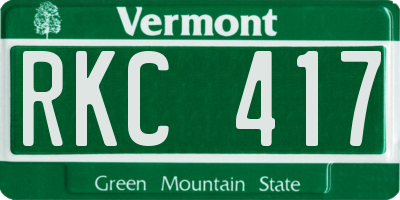 VT license plate RKC417