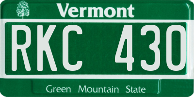 VT license plate RKC430