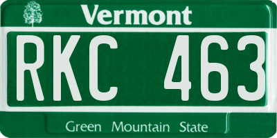 VT license plate RKC463