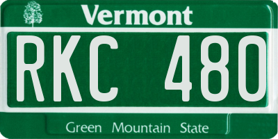 VT license plate RKC480
