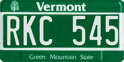 VT license plate RKC545