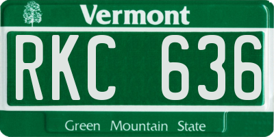 VT license plate RKC636