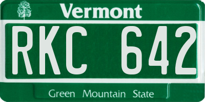 VT license plate RKC642