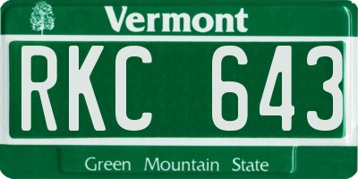 VT license plate RKC643