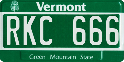 VT license plate RKC666