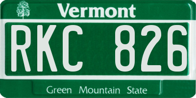 VT license plate RKC826