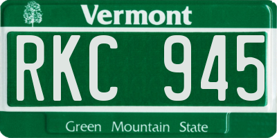 VT license plate RKC945