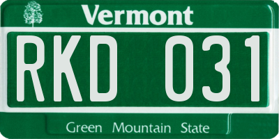 VT license plate RKD031