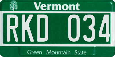 VT license plate RKD034