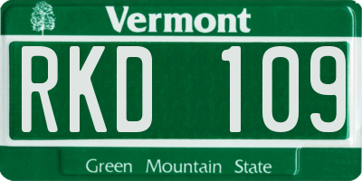 VT license plate RKD109