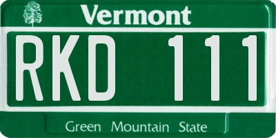 VT license plate RKD111