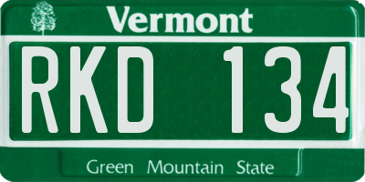 VT license plate RKD134