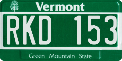 VT license plate RKD153