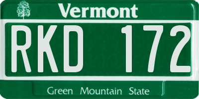 VT license plate RKD172