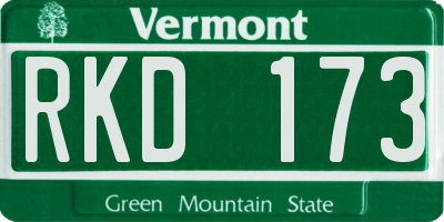 VT license plate RKD173