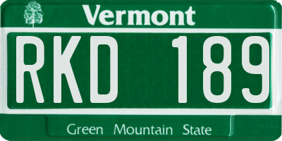 VT license plate RKD189