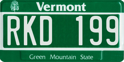 VT license plate RKD199