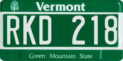 VT license plate RKD218