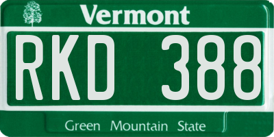 VT license plate RKD388