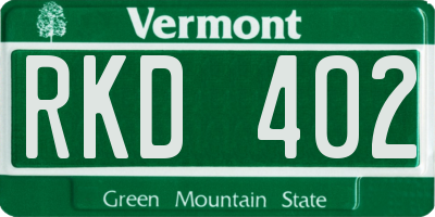 VT license plate RKD402