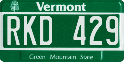 VT license plate RKD429