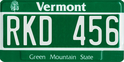 VT license plate RKD456