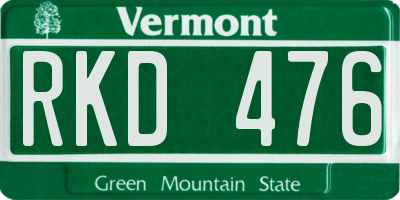 VT license plate RKD476