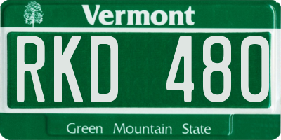 VT license plate RKD480