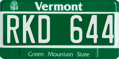 VT license plate RKD644