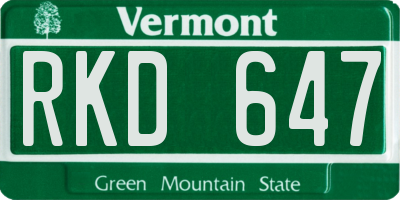 VT license plate RKD647