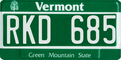VT license plate RKD685