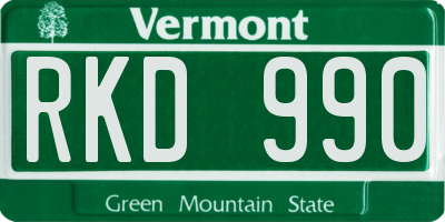 VT license plate RKD990