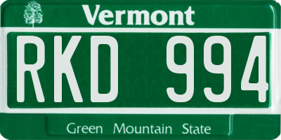 VT license plate RKD994