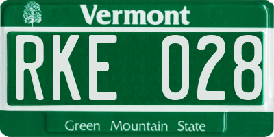 VT license plate RKE028